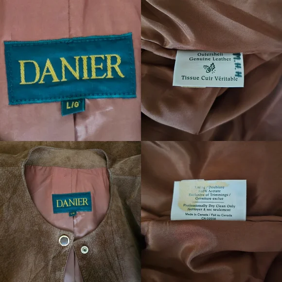 🇨🇦 Danier Leather Tobacco Brown Suede Button Long Coat Jacket - Picture 14 of 15